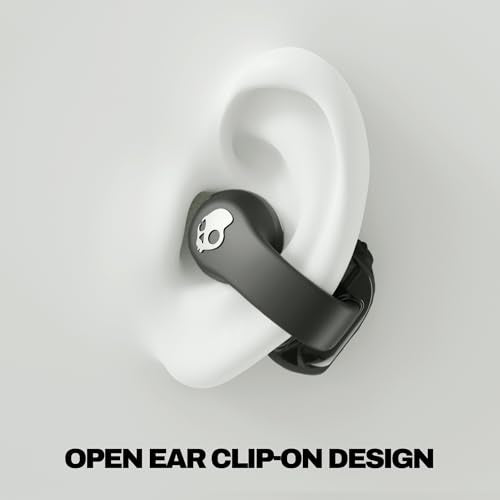 Skullcandy Push 720 Open Wireless Open-Ear Bluetooth Earbuds - True Black | Waterproof, Clip-On Lightweight Design, 30 Hours Battery, Wireless Charging Pouch, Exercise, Running Outdoors, Gym, Fitness - color: Black/Silver