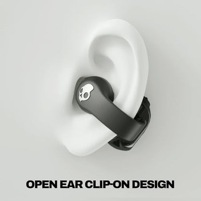 Skullcandy Push 720 Open Wireless Open-Ear Bluetooth Earbuds - True Black | Waterproof, Clip-On Lightweight Design, 30 Hours Battery, Wireless Charging Pouch, Exercise, Running Outdoors, Gym, Fitness - color: Black/Silver