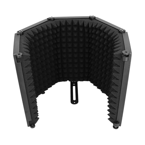 Semme Microphone Isolation Microphone Isolation for Studio Recording Foldable Sound Absorbing Foam Reflector 5 Panel Acoustic for Clear Voice