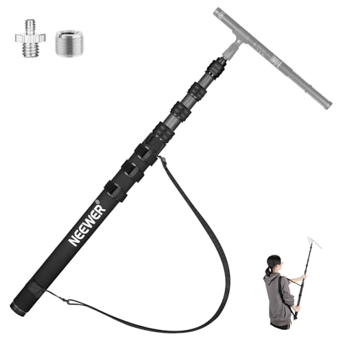 NEEWER Upgraded Microphone Boom Pole, 9.8ft/300cm, MS-300CB (Black) | Telescopic Carbon Fiber Mic Boom Arm, 5 Sections, 1/4" 3/8" 5/8" Screw Adapters, Cable Straps, Shoulder Strap, Storage Bag - style: MS-300CB