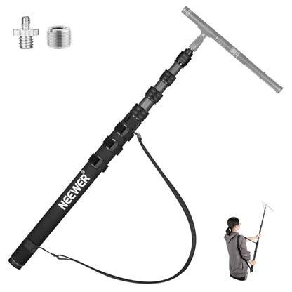 NEEWER Upgraded Microphone Boom Pole, 9.8ft/300cm, MS-300CB (Black) | Telescopic Carbon Fiber Mic Boom Arm, 5 Sections, 1/4" 3/8" 5/8" Screw Adapters, Cable Straps, Shoulder Strap, Storage Bag - style: MS-300CB