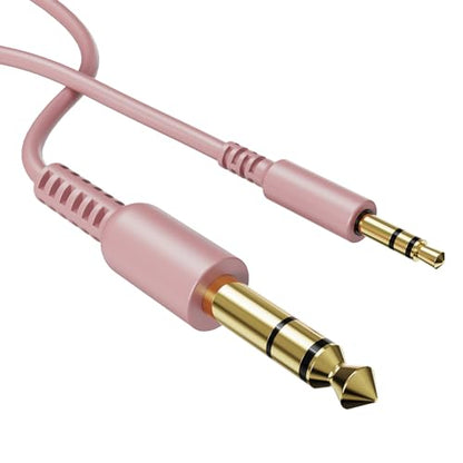 OneOdio 6.35mm to 3.5mm 6.6-9.8FT Stereo Adapter Cable Compatible with AMPs, Electronic Keyboards, Mixers, Guitars and Pro10/Pro30/Pro50 Headphones of OneOdio- Rose Gold - color: Rose Gold