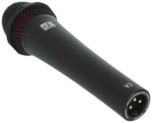 SE Electronics V3 Bundle: Dynamic Cardioid Handheld Vocal Microphone with Metal Housing for Live Performance, Speech, Instruments, WS07 Foam Windscreen for V Series Reducing Plosives Noise, 2-items
