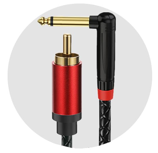 6.35mm Right Angle to RCA Cable, RCA Male to 1/4 inch Male Mono TS Audio Soft Leather Cable,Gold-Plated Connectors for Guitar,Amplifiers,Speaker (1.64FT) - size: 1.64FT