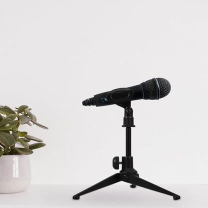 Beaupretty Universal Adjustable Tabletop Mic Stand, Black Zinc Alloy Foldable Tripod Microphone Holder for Home and Desktop Use
