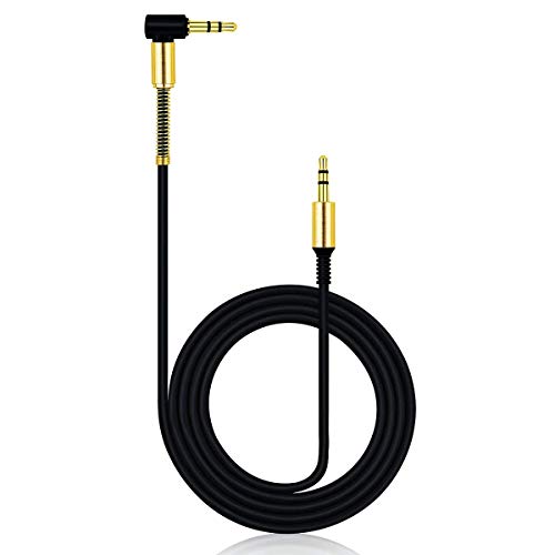 JacobsParts 3.5mm AUX Cable Car Stereo Audio Auxiliary Headphone Jack Cord Right Angle Male to Male, 3ft (Black) - color: Black