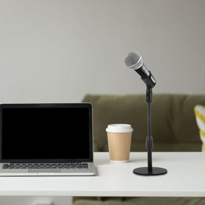 Cabilock Adjustable Microphone Stand Desktop round Metal Base, Stable Support and Height Adjustable Mic Holder for Dynamic and Condenser Microphones, for Live Broadcasts
