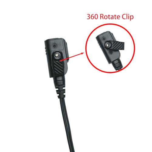 XPR3500e Earpiece Headset with PTT Compatible with Motorola Walkie Talkie | G-shape ear hook, low-profile PTT clip. Compatible with XPR3500e, XPR3300e, XIR P6600 Two Way Radio