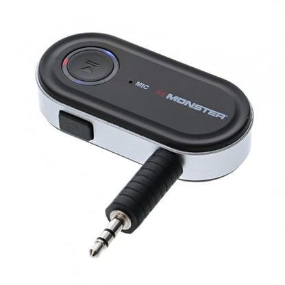 Monster Bluetooth Audio Receiver for Car & Home Stereo, Wireless 3.5 mm AUX Adapter for Speakers & Wired Headphones, Hands-Free Calling, Siri & Google Assistant Compatible