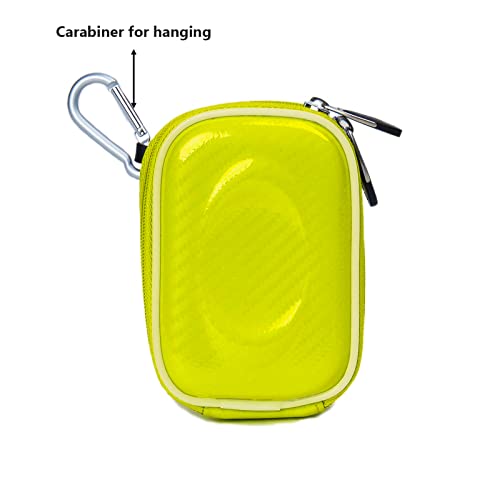 Vangoddy Hard Shell EVA Carrying Case with Carabiner and Dual Zipper for Hearing Aids, In-Ear Monitors, Small Medical Devices, Earbuds and Accessories - Lemon Yellow - color: Lemon Yellow