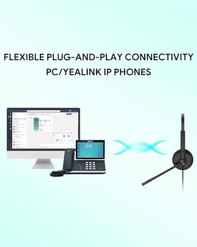 Yealink UH34 Lite USB Wired Headset,Teams Certified, in-Line Controls | Headphones with Noise Cancelling Microphone, Dual-ear, Laptop Computer PC, Home Office Online Class Meetings, Zoom & UC - style: Foamy Cushion UH34