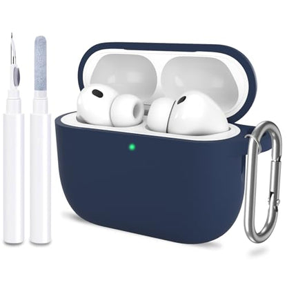 for AirPods Pro 3 Case Cover, Protective Soft Silicone with Keychain Cleaning Pen for Women Men for Apple AirPods Pro 3rd Generation Case(2025), Front LED Visible, Midnight Blue - color: B-Midnight Blue