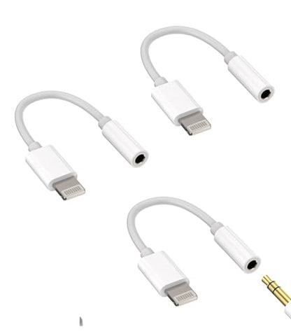 Lightning to 3.5mm Headphone Jack Adapter MFi Certified AUX Audio Converter Cable Earphone Splitter (3 Pack) for Apple for iPhone 14 Plus 13 Mini 12 11 Pro Max X XS XR SE 7 8 for iPad Air Pro Spare