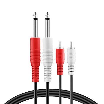 TNP Dual 1/4 Inch TS to Dual RCA Male Stereo Audio Patch Cable, 3 Feet | Dual 6.35mm Ts-To-Rca Interconnect Cord for Mixers, Amplifiers, Av Receivers, Speakers, Recording Gear, and Home Audio