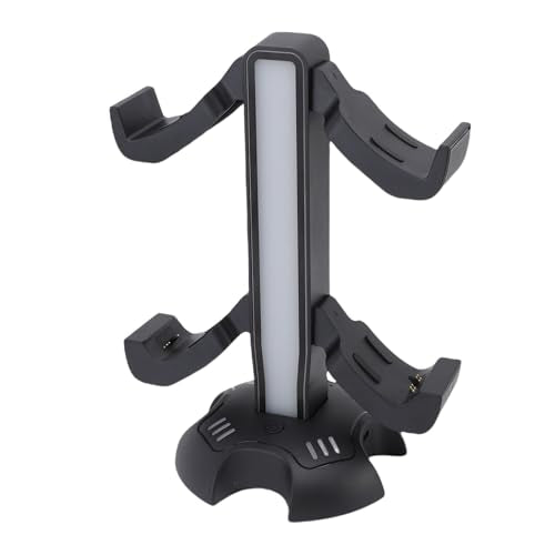 Gaming Headphone Stand, Controller Charger Holder with Light Modes, 2 Charging Docks, Earphone Hanger Accessories for Desktop Game, Headset Stand with USB Ports