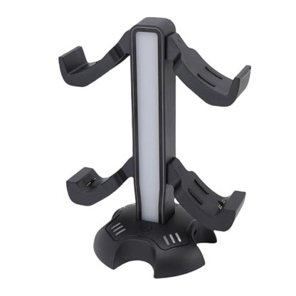 Gaming Headphone Stand, Controller Charger Holder with Light Modes, 2 Charging Docks, Earphone Hanger Accessories for Desktop Game, Headset Stand with USB Ports