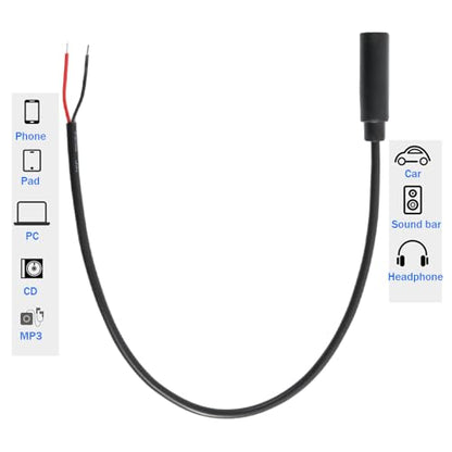 10PCS 3.5mm 1/8" TS Mono Audio Female Plug to 2Wire Pigtail Cable | 25cm Length，TS 2Pole，for Headphone Headset Earphone DIY Repair Replacement - style: 3.5mm TS Mono Female