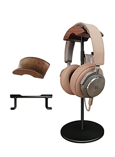 Headphone Stand Aluminum Alloy Wooden Rack Desktop Headphone Hanger Headphone Display Stand Game Table Accessories Headphone Stand for Desk (Color : Black) - color: Black