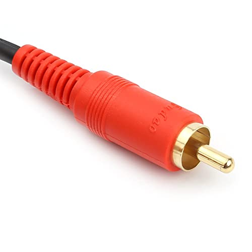 JSJ RCA Splitter Cable Female to 2 Male, 8 Inch Gold Plated OFC Y Adapter | Gold plated RCA female to 2 male Y splitter, OFC dual-shielded 4mm cable for subwoofer, car amplifier, home theater - size: RCA F - 2 RCA M/0.5FT