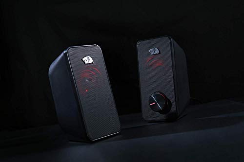 Redragon GS500 PC Gaming Speakers 2.0 Channel Stereo Enhanced Sound | Decent Red Backlight, Quality Bass, Crystal Clear Sound, Plug & Play USB Powered Desktop Computer Speaker