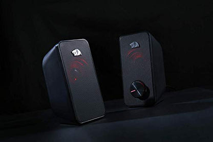 Redragon GS500 PC Gaming Speakers 2.0 Channel Stereo Enhanced Sound | Decent Red Backlight, Quality Bass, Crystal Clear Sound, Plug & Play USB Powered Desktop Computer Speaker