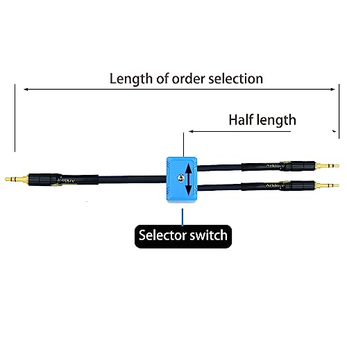 Arklove 3ft Sound Channel swicher 1/8" aux Input 3.5mm 2X 3.5 Output Switch Selector 2 in 1 Out R/L Stereo Audio 1 in 2 Out Stereo Audio Splitter with Phone pc Player - size: 3ft, style: 3.5mm switch selector
