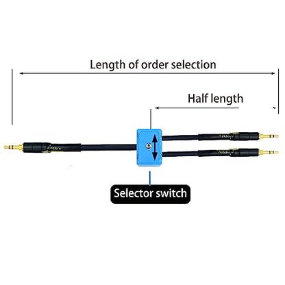 Arklove 3ft Sound Channel swicher 1/8" aux Input 3.5mm 2X 3.5 Output Switch Selector 2 in 1 Out R/L Stereo Audio 1 in 2 Out Stereo Audio Splitter with Phone pc Player - size: 3ft, style: 3.5mm switch selector