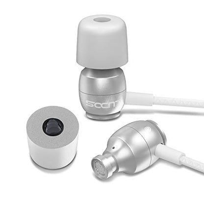 LUDOS Clamor Wired Earbuds in-Ear Headphones, 5 Years Warranty, Earphones with Microphone, Noise Isolating Ear Buds, Memory Foam for iPhone, Samsung, School Students, Kids, Women, Small Ears - White - color: White, style: 3.5 mm