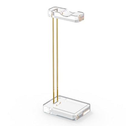 GEEKRIA Headphone Stand for Desk, Clear Acrylic Headset Stand with Gold Metal Accent, Gaming Headphone Holder, Universal Desktop Display Stand for Over-Ear Headphones