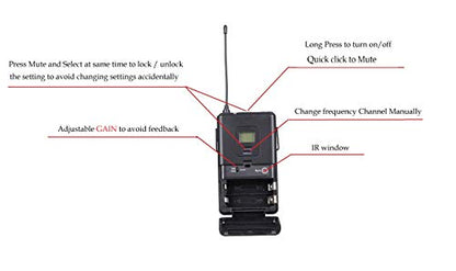 GTDaudio 4x800 Channels UHF Diversity Wireless Microphone System | Cordless Lavalier/Lapel/Headset, 400fts Range, 4 Body Packs