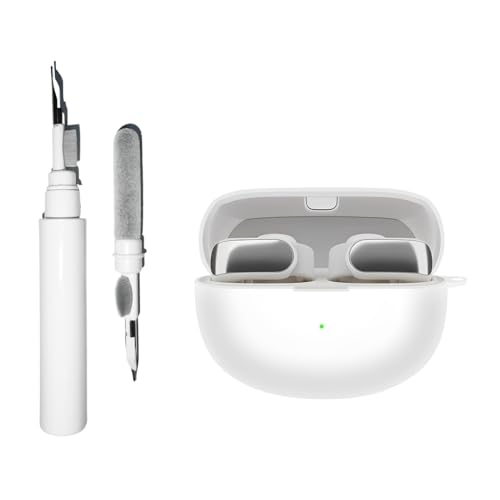 [3 in 1] TSVSXS Silicone Case Compatible with Bose Ultra Open Earbuds, Soft Protective Cover for Bose Open Ear Wireless Earbuds with Cleaning Kit Keychain - color: White