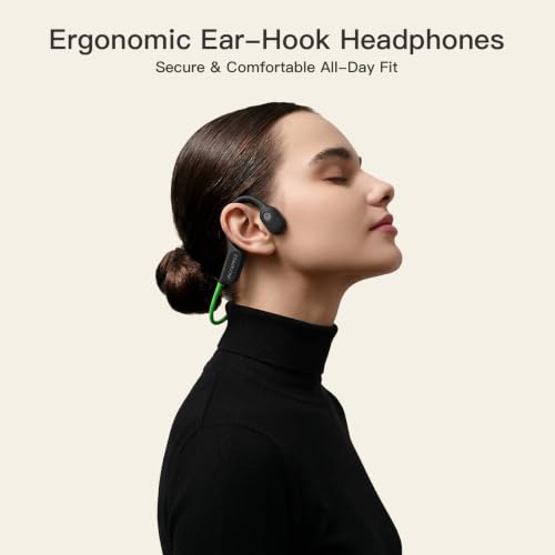 Bone Conduction Headphone Bluetooth 6.0, IP68 Waterproof Swimming Headphones Underwater Built-in 16G MP3 Player, Open Ear Headphones with Mic,15H Playtime for Running, Fitness(Green) - color: Green