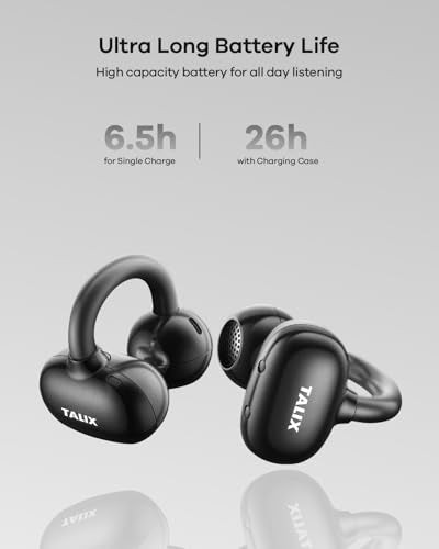 TALIX Ultra Open Ear Earbuds X6, Clip-On Headphone with Directional Sound, Ultra-Light Comfort Fit, Bluetooth 5.4 Wireless Earbuds, 26H Playtime, Spatial Sound, for Running, Workout & Daily Use(White) - color: White