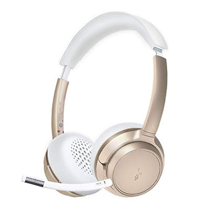 Avantree AH6B - Bluetooth On Ear Headphones with Detachable Mic for Work in Office or at Home, Premium Sound, Soft Padding, Lightweight, Wireless & Wired Headset for Phone PC Laptop, Champaign Gold