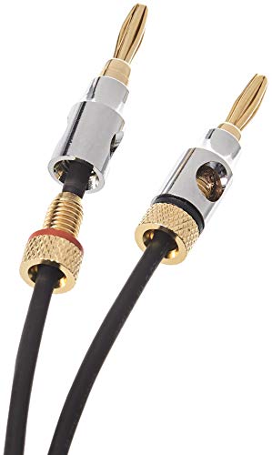 Amazon Basics Banana Plug 16AWG Speaker Cable Wire, CL2 Rated for in-Wall Use, Gold-Plated Banana-Tip Plugs (4mm), Oxygen-Free Copper, 6 Foot, Black - size: 6 Foot