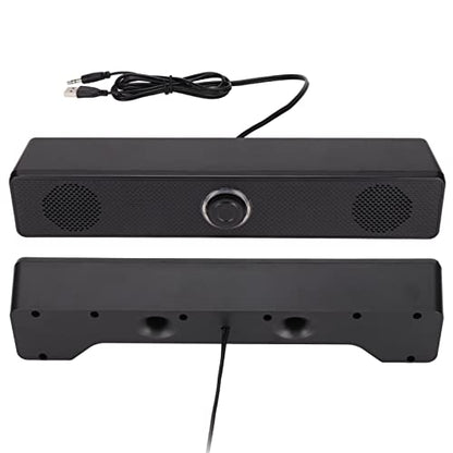E 350TS USB Powered Computer Soundbar with Volume Control for Desktop PC Laptop Tablet, Surround Sound for Gaming, Multiple Devices Compatible, Black