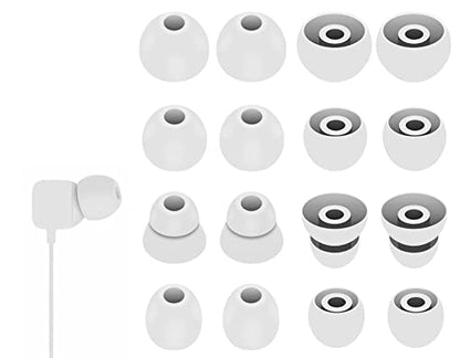8 Pairs Powerbeats Pro Ear Tips Buds, 4 Size Replacement Soft Flexible Fit in Case Noise Reduce Silicone Rubber Earbuds Eartips Wing Skin Accessories Compatible with Beats Flex/BeatsX - Silver