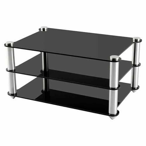 3 Tier Audio Rack Tower Small Stereo Cabinet, Mini Acrylic AV Media Stand Small Desktop Rack, Perfect for DVD Players/Game Console/TV Box(Black) - color: Black