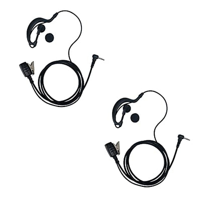 G-Shape Earpiece 2-Pack Compatible with MH230R MR350R T200 | Surveillance Headset, PTT Mic, Comfort, Hands-Free, Lightweight, 2.5mm, Metal Clip, Walkie Talkie, T460 T800 MT350R