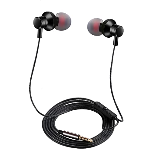 Empsun Wired Earbuds Headphones with Microphone Stereo Bass Earphones Noise Isolation in-Ear Headset Compatible with All Smartphones Tablets iPod IPad MP3 Player That with 3.5 mm Interface(Black) - color: Black