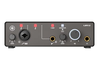 Yamaha 2-in/2-out USB-C Audio Interface with 24-bit/192kHz Support, 1 Combo/1 TRS inputs, Direct Monitoring, Loopback, and Steinberg Software Suite, Black UR12MK3 B - color: Black, style: UR12MK3