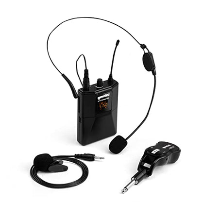 Gemini UHF Wireless Headset & Lavalier System, Rechargeable (GMU-HSL100) | UHF wireless headset & lavalier, rechargeable - 160+ ft range - plug-and-play - 1/4" plug for PA/amp