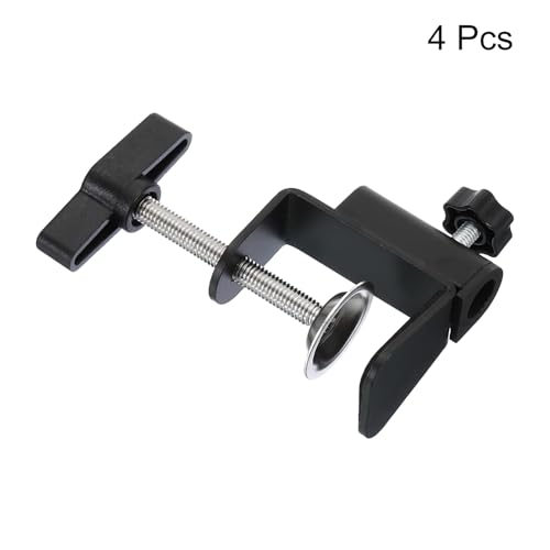 PATIKIL 0.47" Hole Dia. Desk Clamp, 4 Pcs Universal C-Clamp Base with Adjustable Screw for Microphone Mic Arm Table Lamp Mount Holder, Black - color: Black