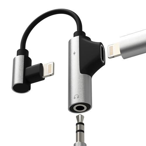 for iPhone Aux Adapter Lightning to 3.5mm Headphone Jack Charging Splitter (2in1) 14 13 12 Pro Max Lighting Wired Earphone Cable Dongle Charger Cord Adaptor Audio Power Car Connector for Ipad