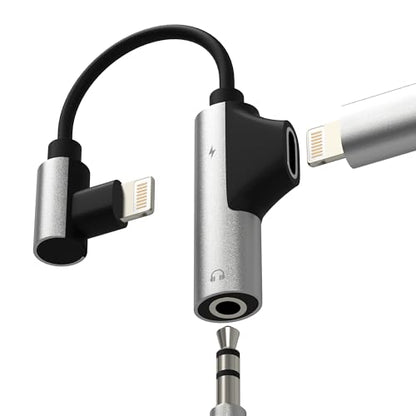 for iPhone Aux Adapter Lightning to 3.5mm Headphone Jack Charging Splitter (2in1) 14 13 12 Pro Max Lighting Wired Earphone Cable Dongle Charger Cord Adaptor Audio Power Car Connector for Ipad
