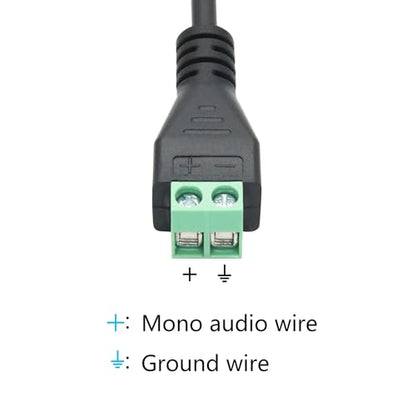 3.5mm Audio Terminal Block Cable 11", TS Mono Solderless Screw Terminal | 2Pcs 1/8 Plug to 2 Pin Solderless Audio Solderless, TS 2 Pole Gold Plated Jack, for Audio Signal DIY Replacement & Repair. - style: 3.5mm TS 2 Pole Cable - 2Pcs