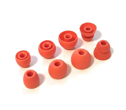 Replacement Earbud Tips for Beats Powerbeats Pro Wireless Stereo Headphones - 4 Pairs - Small, Medium, Large, and Double Flange (Lava Red) - color: Lava Red
