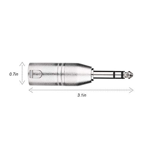 Tisino 1/4" TRS to XLR Adapter, Balanced Quarter Inch 6.35mm Male to XLR Male Adapters - 2 Pack | Balanced 6.35mm Quarter Inch Male to XLR Male Adapter for Mixer Studio, Mic, Speaker, Audio Coupler - color: 1/4" TRS to XLRM