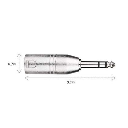 Tisino 1/4" TRS to XLR Adapter, Balanced Quarter Inch 6.35mm Male to XLR Male Adapters - 2 Pack | Balanced 6.35mm Quarter Inch Male to XLR Male Adapter for Mixer Studio, Mic, Speaker, Audio Coupler - color: 1/4" TRS to XLRM