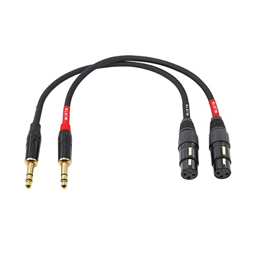 XLR to 1/4 TRS Cable 6.35mm Dual Channel to 3-pin XLR Female XLR to 1/4 Stereo Balanced Microphone Adapter 1ft - size: 1feet